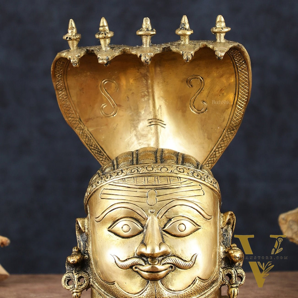 Regal Brass Shiva with Mukhalingam and Naga Aura Statue – 9.5" Height