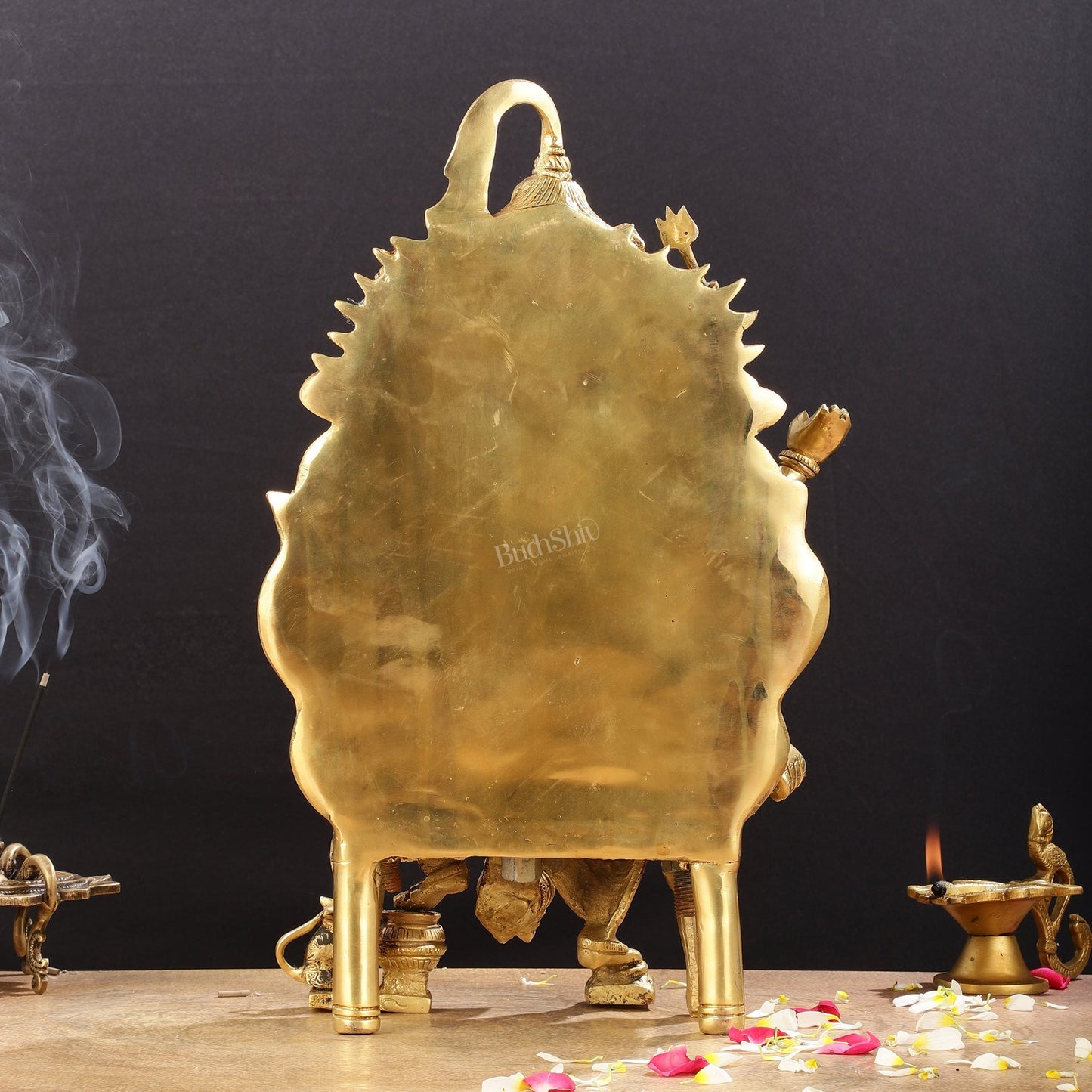 Regal Brass Superfine Lord Ganesha Statue on Singhasan Throne with Shiva - 16"