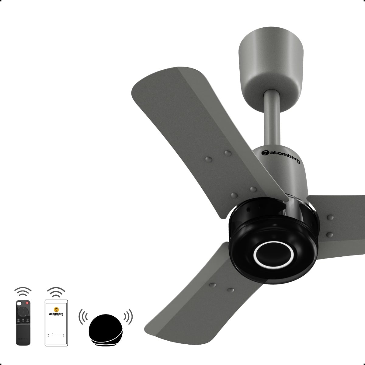 atomberg Renesa Elite Smart 600mm BLDC Ceiling Fan with IoT & Remote | 32W | 112 CMM Air Delivery | Advance Air+ Technology | Moonbeam Light | Low Noise | 5 Year Warranty (Sand Grey)