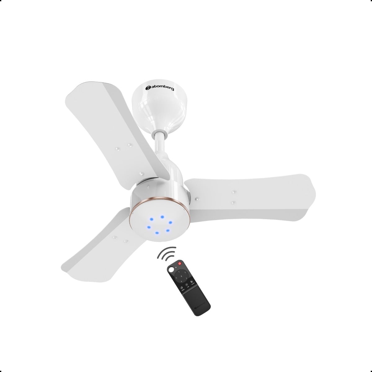 atomberg Renesa Halo Smart 600mm BLDC Ceiling Fan with IoT & Remote | 32W | 115 CMM Air Delivery | Advance Air+ Technology | LED Speed Indicator | Low Noise | 3 Year Warranty (White and Rose Gold)
