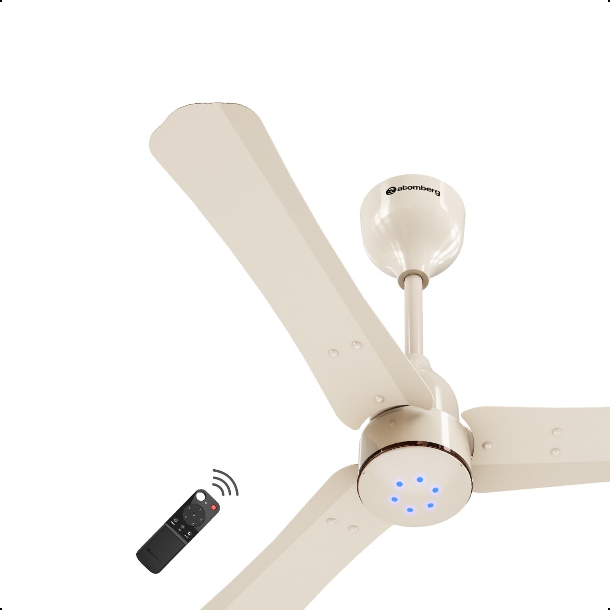 atomberg Renesa Halo Smart 900mm BLDC Ceiling Fan with IoT & Remote | 35W | 180 CMM Air Delivery | Advance Air+ Technology | LED Speed Indicator | Low Noise | 3 Year Warranty (Gloss Seasand Ivory)