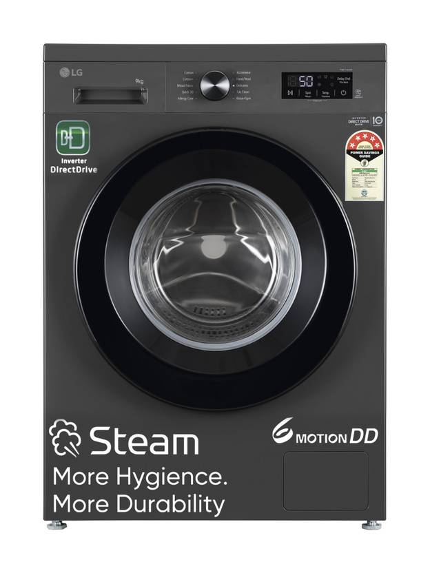 LG 9 kg 5 Star, Inverter Direct Drive Technology, 6 Motion DD, Reduce germs & allergens with steam cycles, In-built Heater, Touch Panel Fully (FHB1209Z2M)
