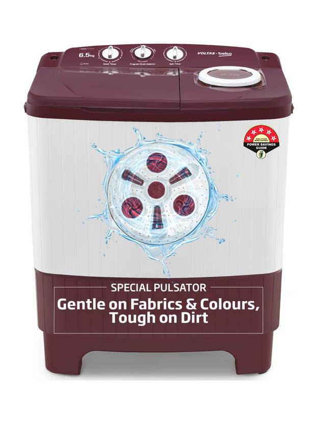Voltas Beko 6.5 kg Semi Automatic Top Load Washing Machine Maroon, White (WTT65UNX/OK3R0R0W01)-1