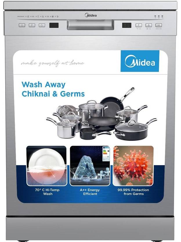 Midea TORRINO,WQP12-5201F Free Standing 13 Place Settings Intensive Kadhai Cleaning-1