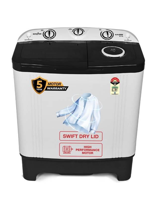 Kenstar 6.5 Kg Swift Dry Lid Semi Automatic Top Load Washing Machine White, Grey (KSSA655NNNDG)-1