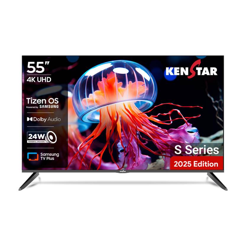 Kenstar 139 cm (55 inch) Ultra HD (4K) LED Smart Tizen TV with Metal Frameless Design 24W Dolby Audio Samsung TV Plus App (100+ Live Channels) Voice (55UHDTDKEETB)-1