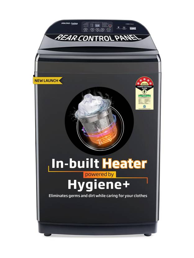 Voltas Beko 10 kg Fully Automatic Top Load Washing Machine with In-built Heater Black, Grey (WTL1006UEAH / OBS3060)-1