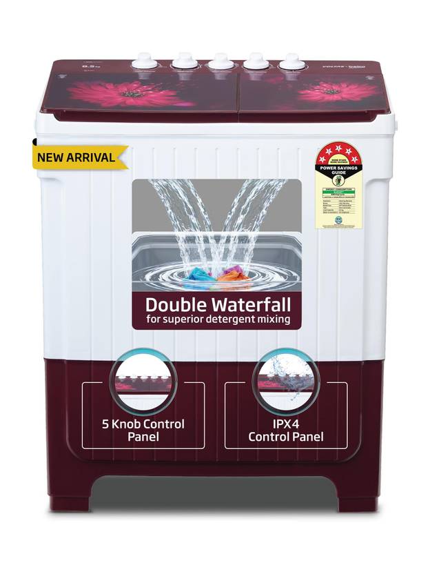 Voltas Beko by A Tata Product 9.5 kg 5 Star Semi Automatic Top Load Washing Machine Multicolor (WTT95UAA/WNSSWH5GFD)