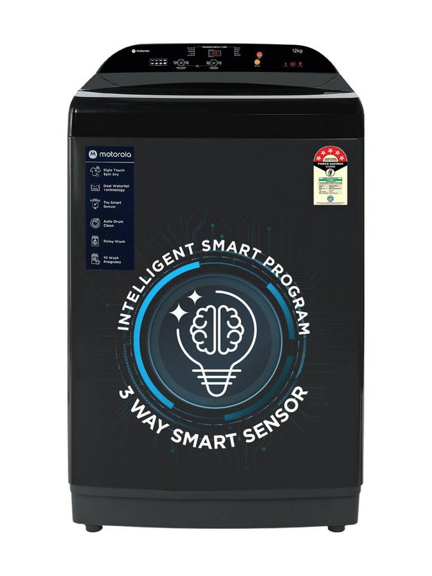 Motorola 12 kg 5 Star, Intelligent Smart Programs Fully Automatic Top Load Washing Machine Grey, Black (MTTL1205NNNHG)-1