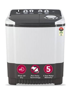 LG 7 kg 5 Star with Wind Jet Dry, Collar Scrubber and Rust Free Plastic Base Semi Automatic Top Load Washing Machine Grey, White (P7020NGAZ)-1