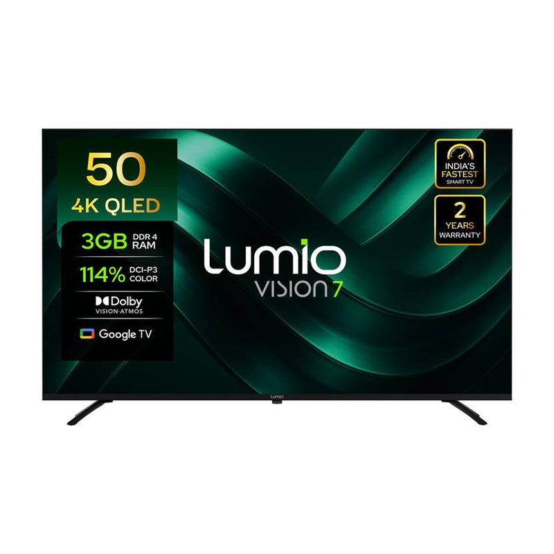 Lumio Vision 7 127 cm (50 inch) QLED Ultra HD (4K) Smart Google TV with 4K HDR Dolby Vision + Atmos Over 100% Colour India’s Fastest Smart TV* with (FTW2-ADSG)-1
