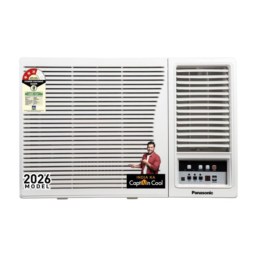 Panasonic 2026 Model 1.5 Ton 3 Star Window Fixed Speed Cools at 48 Deg. C, Copper Condenser, 2-Way Swing, Powerful Mode, PM0.1 Filter AC (CW-LN183CM, White)