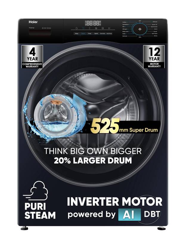Haier 8 kg Fully Automatic Front Load Washing Machine with In-built Heater Black (HW80-IM12929EBKF)-5