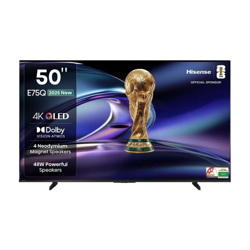 Hisense 50E75Q 126 cm (50 inch) QLED Ultra HD (4K) Smart VIDAA TV with 48W Powerful Speakers, Dolby Vision-Atmos, Cricket Mode, Game Mode Plus,