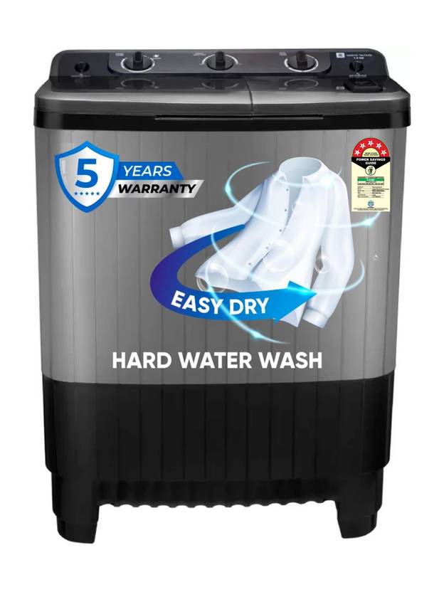 Realme TechLife 7.5 kg 5 Star Rating Semi Automatic Top Load Washing Machine Black, Grey (RMSA755NNNDG)