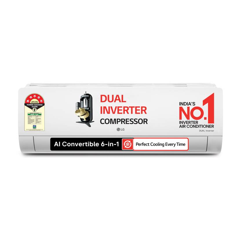 LG 2025 Model 1.5 Ton 5 Star Split AI Dual Inverter AI Convertible 6-in-1 Split with Faster Cooling and Energy Saving, 4 Way Air Swing, VIRAAT Mode (US-Q19ENZE3, White)-1