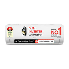 LG 2025 Model 1.5 Ton 5 Star Split AI Dual Inverter AI Convertible 6-in-1 Split with Faster Cooling and Energy Saving, 4 Way Air Swing, VIRAAT Mode (US-Q19ENZE3, White)-1