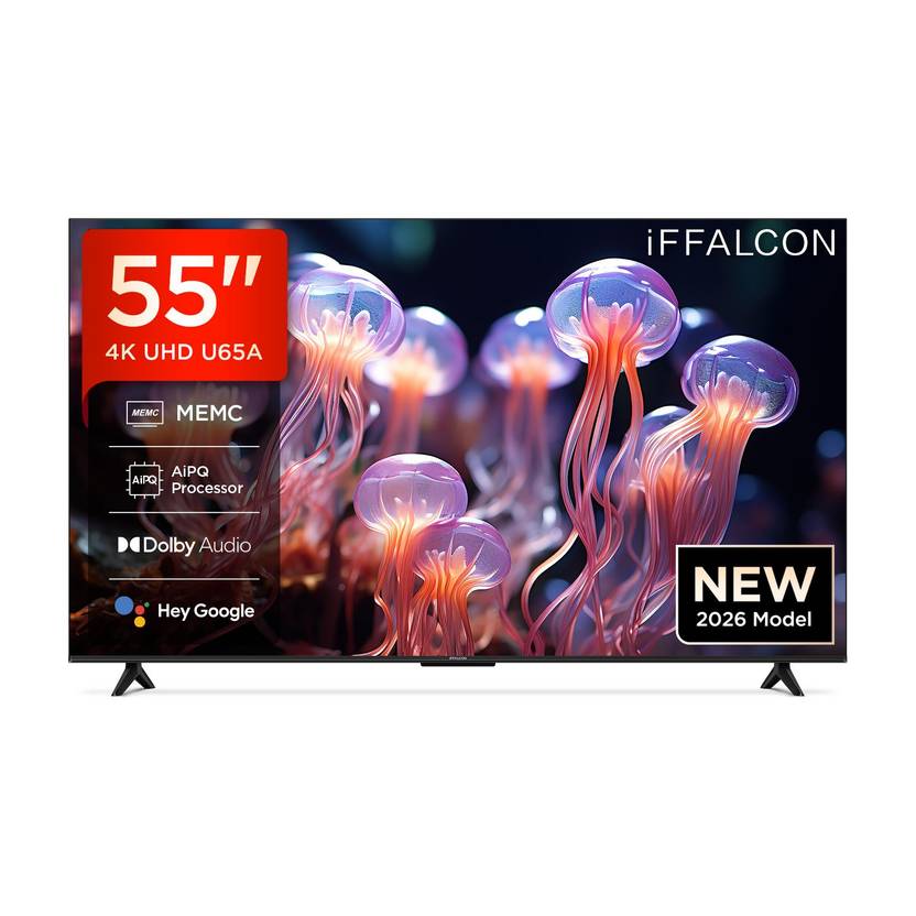 Iffalcon U65A 138 cm (55 inch) Ultra HD (4K) LED Smart Google TV 2026 Edition with MEMC Dolby Vision-Atmos AiPQ Processor Game Master HDMI 2.1 (55U65A)