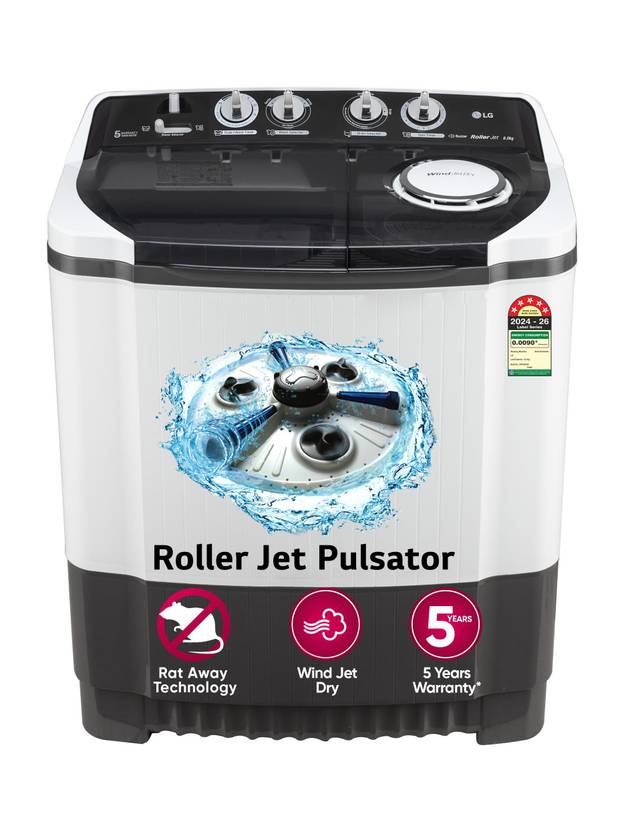LG 8 kg Semi Automatic Top Load Washing Machine Grey, White (P8015SGAZ)-5