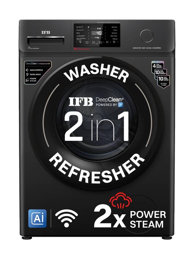 IFB 8 kg with 9 Swirl Wash, 2x Power Steam, 30 Min Steam Refresh Program, Eco Inverter Motor, WiFi Enabled, DeepClean Powered by Ai Fully Automatic (SENATOR BXN 8012/SENATOR BXN 8012 CMS)-1