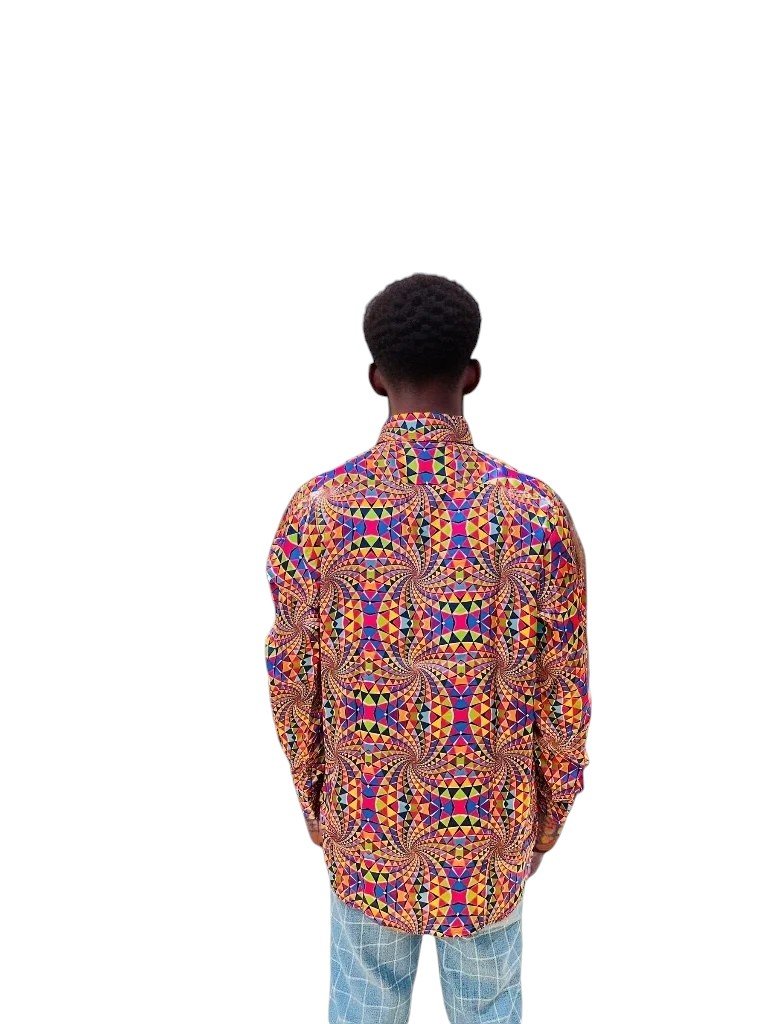 Relaxed Fit Geometric Print Party Shirt Retro Men-3