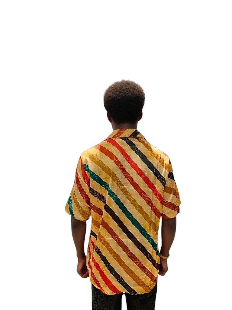 Multi Colour Relaxed Fit Striped Casual Shirt Retro Men-3