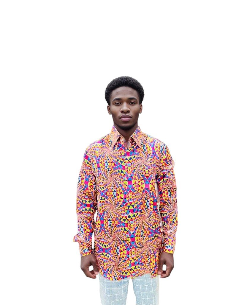 Relaxed Fit Geometric Print Party Shirt Retro Men