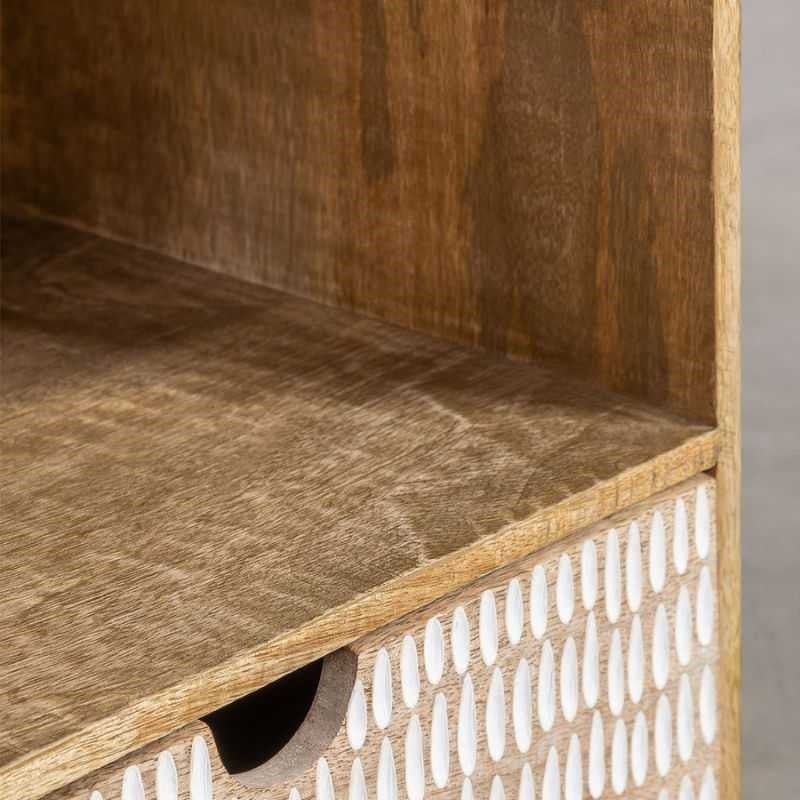 Riva Side Table | Wood Finish Nightstand with Woven Drawers | 2-Drawer Design | Bedroom or living room table