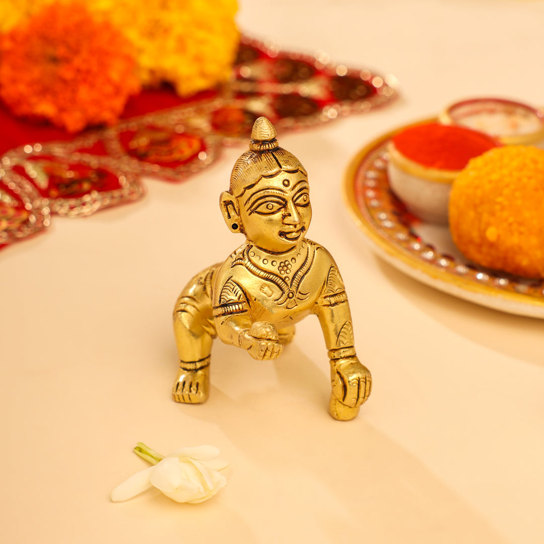 Brass Laddu Gopal Idol (3 Inch)