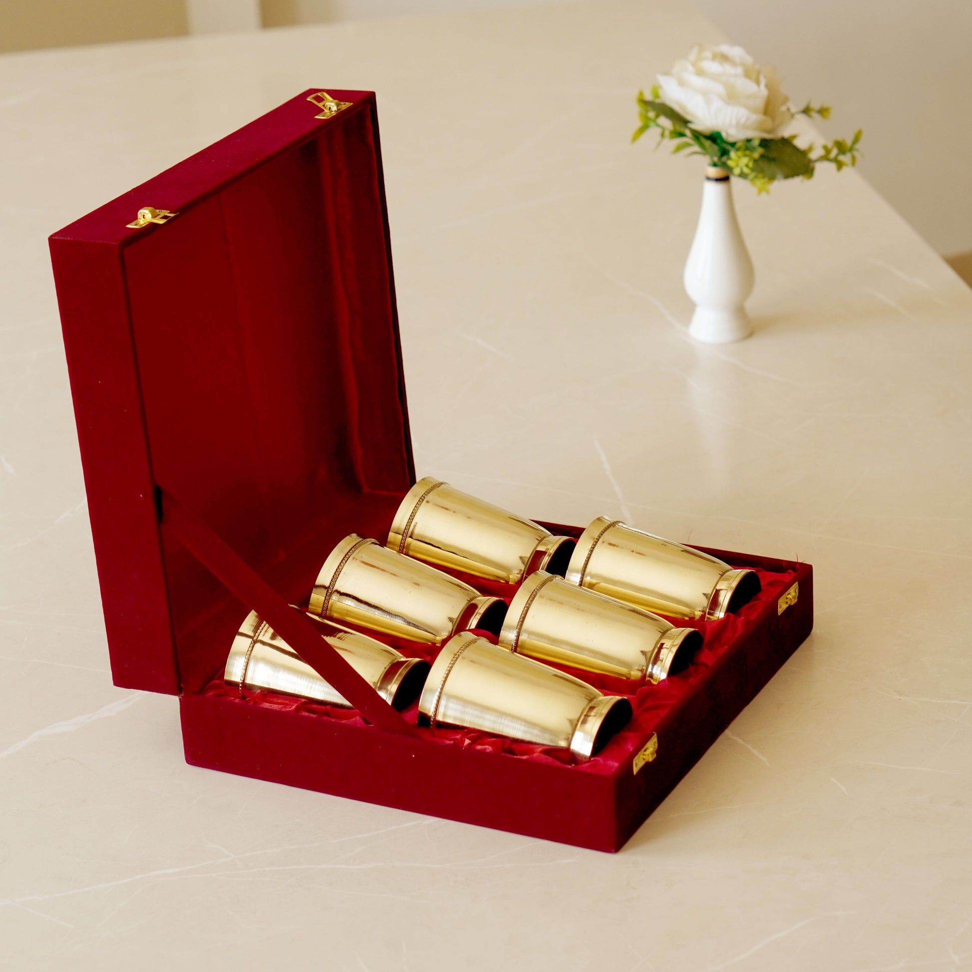 Brass Plain Glass with Velvet Box