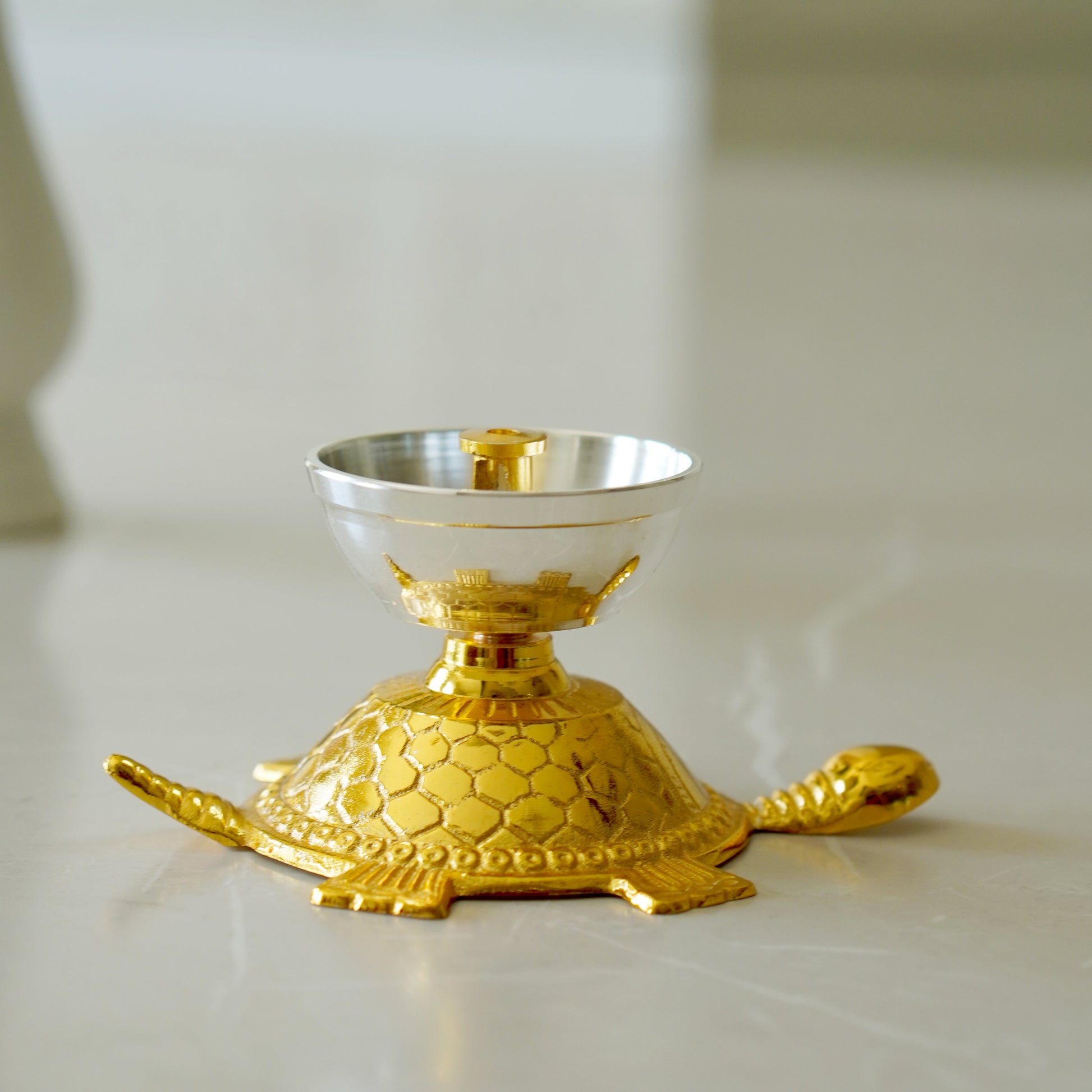 Single Miniature Brass Tortoise / Turtle Oil Lamp (Vastu Tortoise Lamp)
