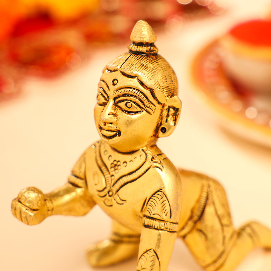 Brass Laddu Gopal Idol (3 Inch)