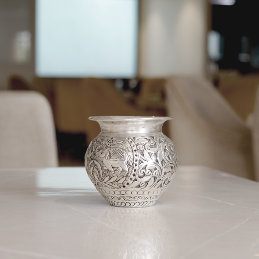 Brass Gaj Lota / Kalash with Silver Finish