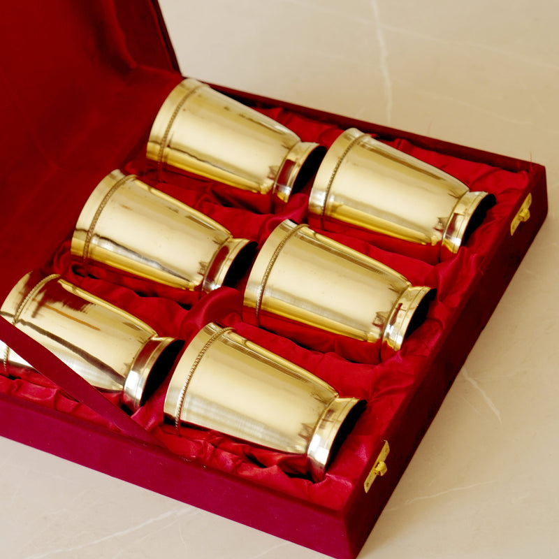Brass Plain Glass with Velvet Box