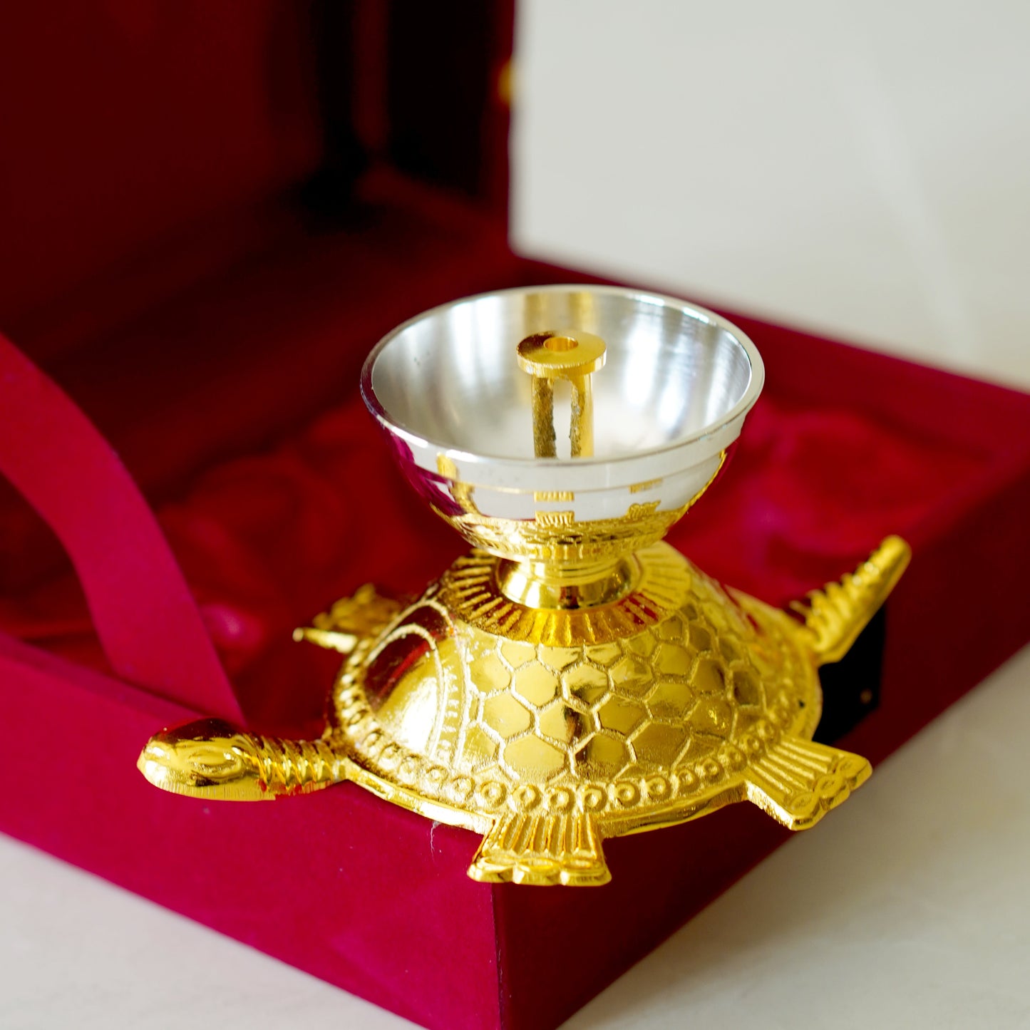 Single Miniature Brass Tortoise / Turtle Oil Lamp (Vastu Tortoise Lamp)