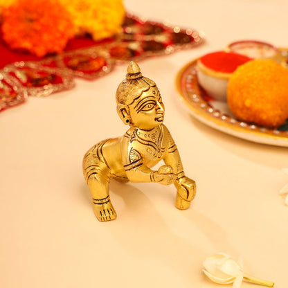 Brass Laddu Gopal Idol (3 Inch)