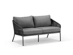 Restiva Outdoor Garden Balcony Sofa Set 2 Seater , 2  Single Seater 1 Center Table Set, Braid & Rope (Dark Grey)