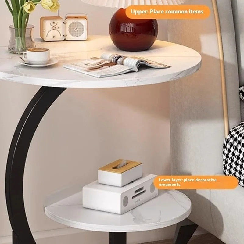 Round Marble Top Side Table for Living Room