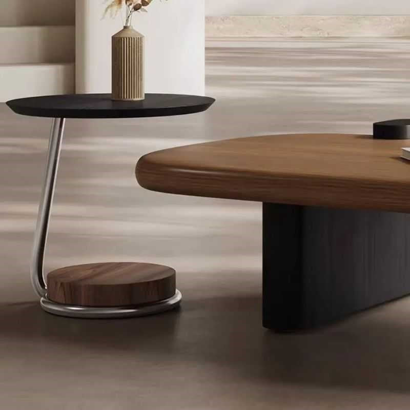 Acacia Wood Coffee Table with Modern Rounded Design | Minimalist Center Table | Natural Wood Finish | Living Room Table | Compact & Stylish | 40 x 20 x 18 Inches