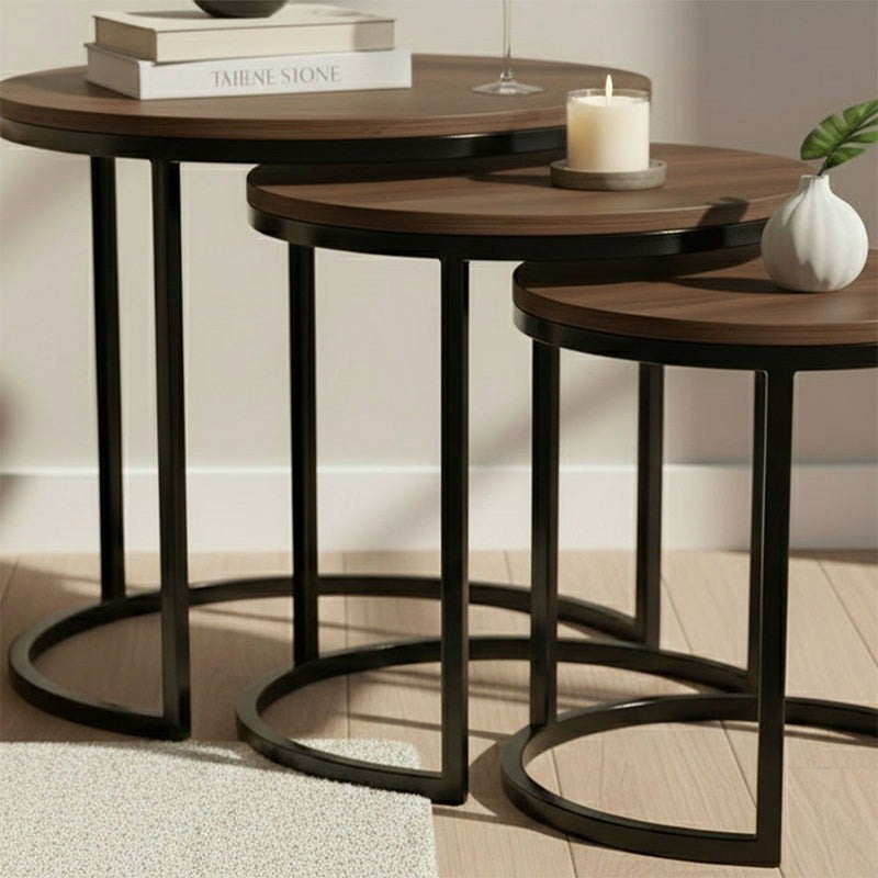 Round Nesting Table . Nesting Table set of 3 . Multi purpose Furniture