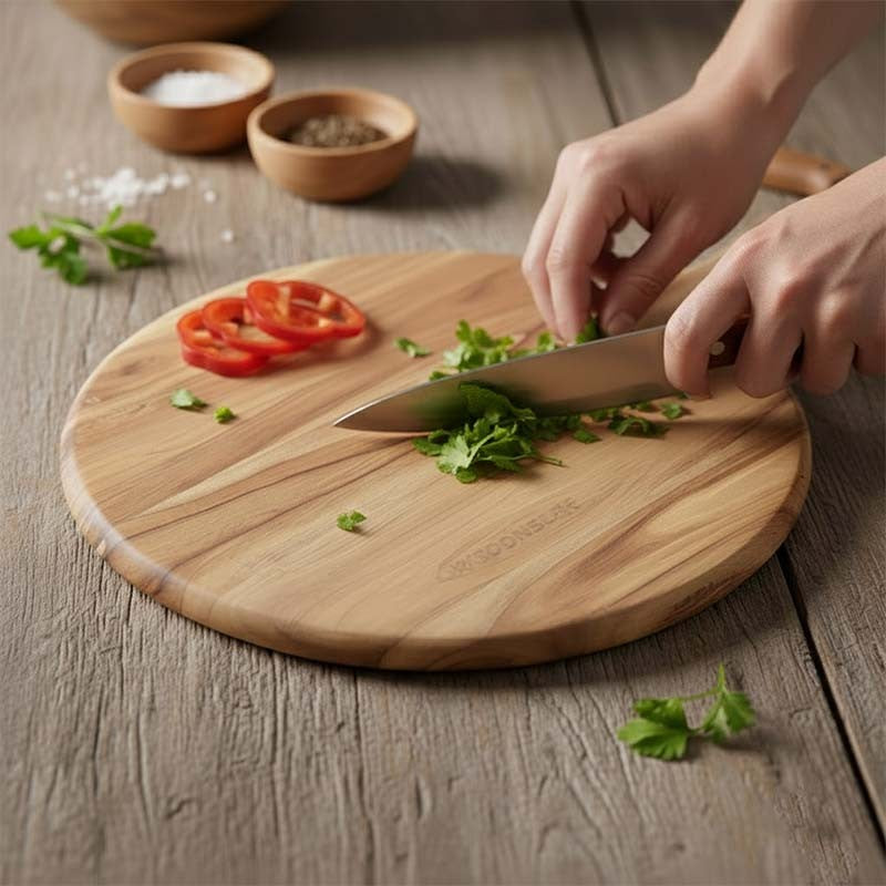 Circular Acacia Wood Chopping Board