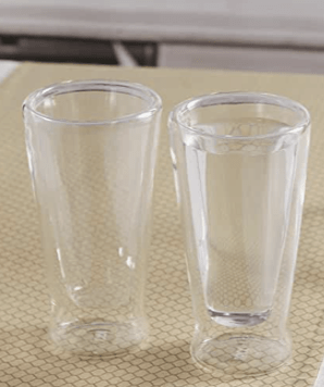 Roxx Bodrum Double Wall Glass Long Tumbler, 320ml, 2-Piece, Clear