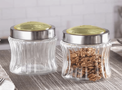 Roxx Moon Bright Glass Jar Set, 900ml, 2-Piece, Clear