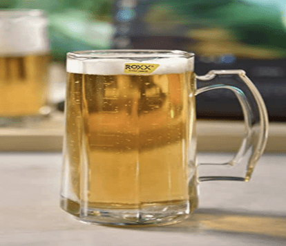 Roxx Joy Mug 420 ml Capacity, Transparent, Set of 2, Glasses Suitable for Beer,Drinks, Water, Juice, etc, Perfect for Home, Restaurants and Parties