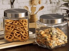 Roxx Glass Trigo Storage Jar With Lid Set of 2 Pieces 700ml-1