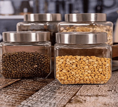 Roxx Glass Small Square Jars Containers Set of 4 Pieces 450ml ROXX-1677-2