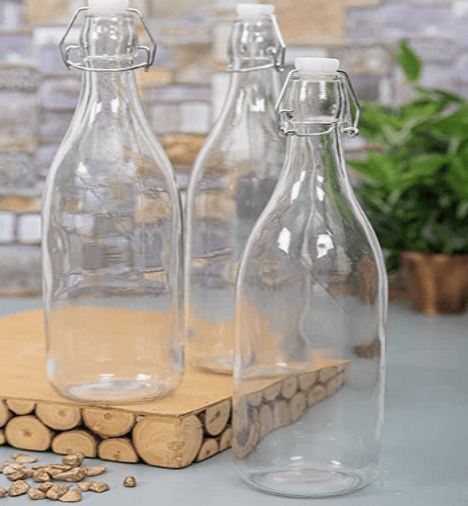 ROXX Glass Bottle with Airtight Flip Swing Cap for Water (Set of 3pcs)