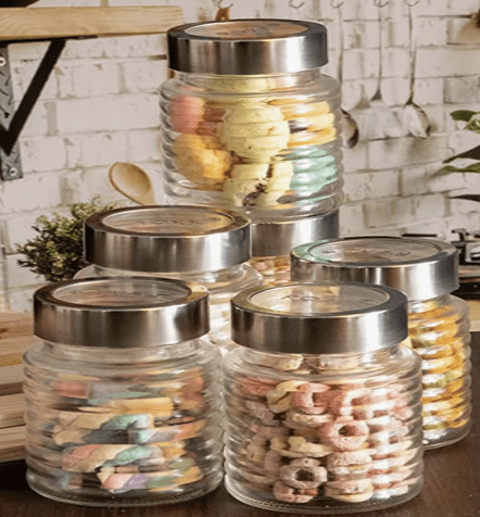 Roxx Glass Milo Storage Jar With Lid Set of 6 Pieces 300ml