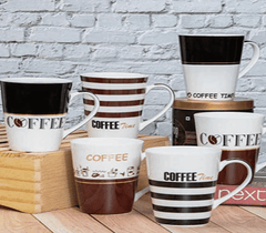 Roxx Bone China Large Coffee Riso Mug Set of 6pcs 300ml-1