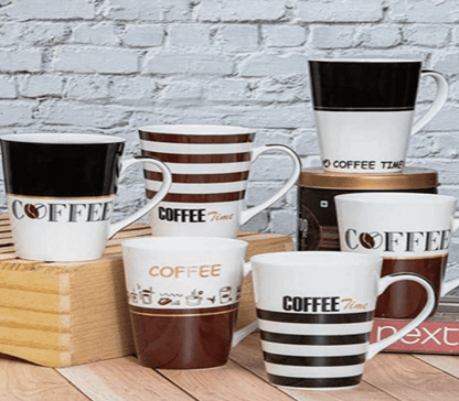 Roxx Bone China Large Coffee Riso Mug Set of 6pcs 300ml